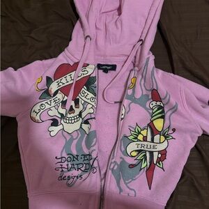 Ed Hardy Pink Graphic Hoodie